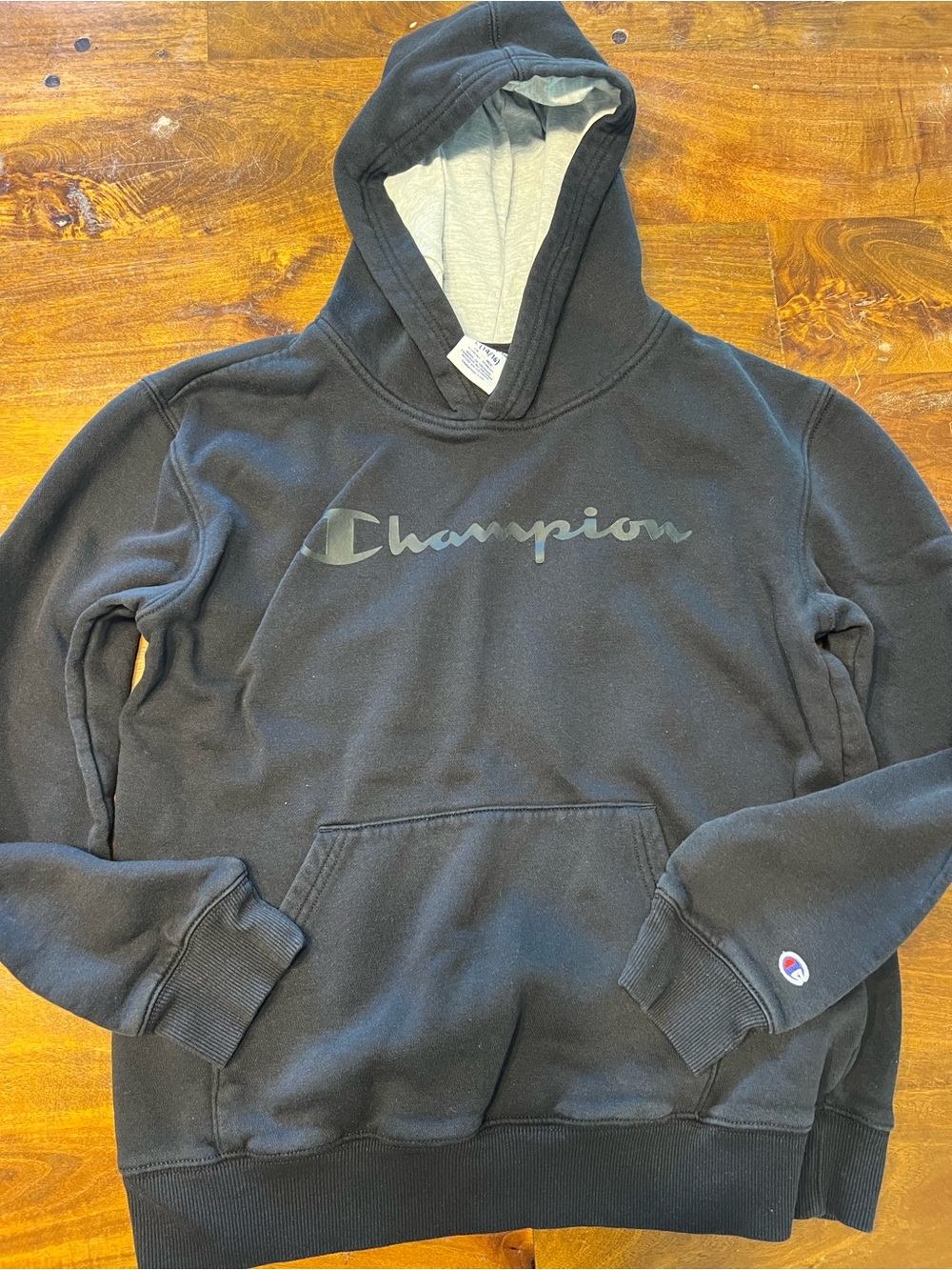 Champion Black Hoodie with Grey Inner Lining Kids L (14/16)